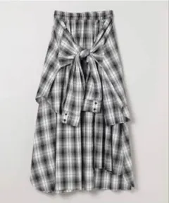 JEANASIS シャツライクアシメチェックロングスカートのサムネイル