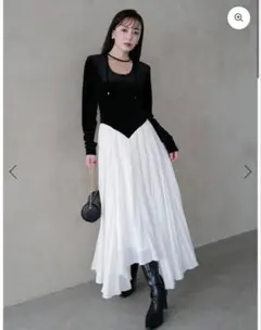 ベロアシフォンドッキングワンピース