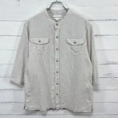 の*ん様 高島屋 Style Plus リネン100% バンドカラーシャツ L