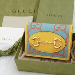 新品未使用品　箱付き　GUCCI グッチ　二つ折り財布　ホースビット　イエロー