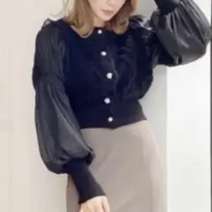 dazzlin ニット パールボタンカーデニットチュール トップス