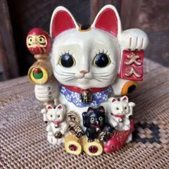 招き猫 貯金箱 陶器 猫いっぱい 縁起物 鯛 小判