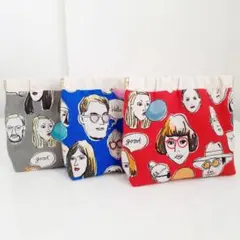 フェイス柄　バネポーチ　3点セット　ハンドメイド　ポーチ