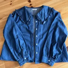 デニムフリル襟シャツ Sサイズ