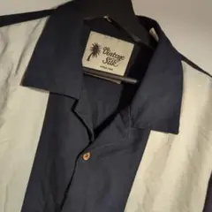 Vintage Silk キューバシャツ ブラック ホワイト