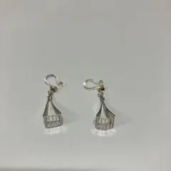 幾何学的シルバー イヤリング フェイクピアス