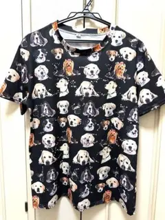 新品未使用　犬顔プリントビジュー付きTシャツ