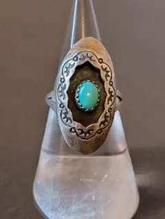 ナバホ族 作家作品 ターコイズ 純銀 9〜10号 インディアンジュエリー