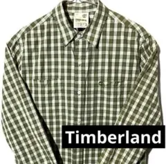 長袖シャツ Timberland S M 総柄 ビンテージチェック柄 緑グリーン