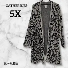 CATHERINES 【5X】レオパード柄 カーディガン 大きいサイズ 海外古着