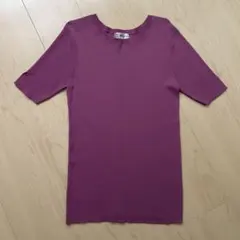 MK MICHEL KLEIN 5分袖ニット Mサイズ ピンクパープル