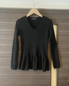 UNITED ARROWS ペプラム Vネック ニット ブラック サイズFREE