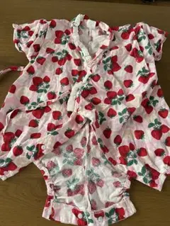 いちご柄 ベビー甚平 レース付き