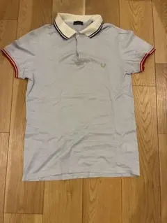 【希少・イタリア製】フレッドペリー ポロシャツ 水色×白襟 S 刺繍ロゴ