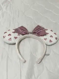 ディズニー ハート　カチューシャ　白　ピンク