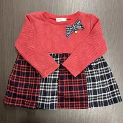 SLAP SLIP リボン付きチェック柄切り替えセーター　90サイズ