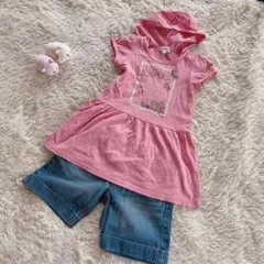 100cm エニィファム 半袖カットソー ナルミヤ デニムパンツ 2点セットのサムネイル