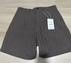 新品 ZARA ストライプ ショートパンツ ブラウン JP32インチのサムネイル