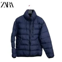 送無【ザラ】テクニカル中綿入りジャケット パファージャケット ネイビーM-L