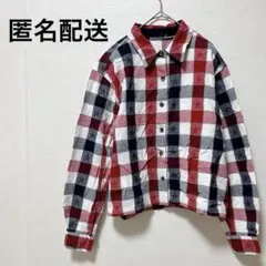 海外古着✨️長袖 シャツ チェック柄 クロップドシャツ クリスマスカラー 星柄
