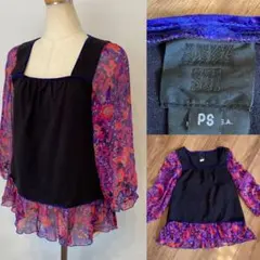 ANNA SUI アナスイ　シルク✖️コットン　トップス　裾フリル　花柄のサムネイル