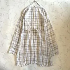 【BACCA】チェック柄 バンドカラーシャツワンピース 36サイズ チュニック