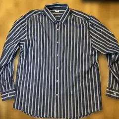UNIQLO ネイビーとホワイトストライプ シャツ XXL
