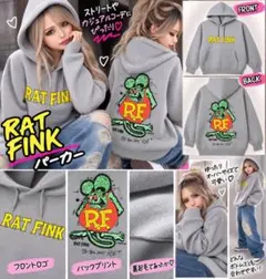 RAT FINK プルオーバーパーカー グレー