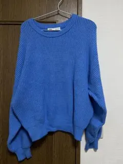 ZARA 青 クルーネック セーター 長袖