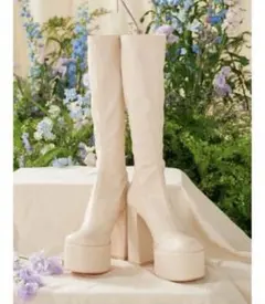 Darich 23SSストレッチレザーロングブーツ　アイボリー