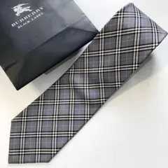 バーバリーブラックレーベル ネクタイ ノヴァチェック柄 グレー