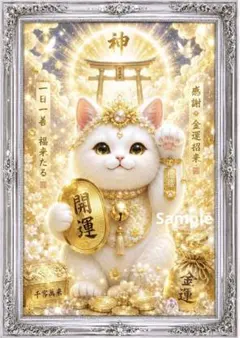 金運招福猫神 招き猫 開運絵画 アート 風水 金運 宝くじ高額当選 御