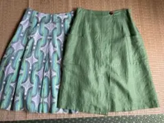 麻混　スカート　グリーンのサムネイル