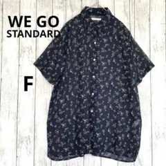 【WEGO】ウィゴー　ネイビー花柄半袖シアーシャツブラウス　シースルー透け感薄手