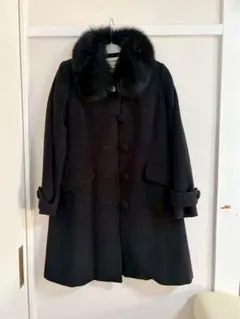 ウールファー付きブラックコート L レッセパッセ