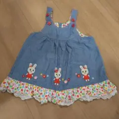 MIKI HOUSE デニムワンピース 80cm うさぎ柄のサムネイル