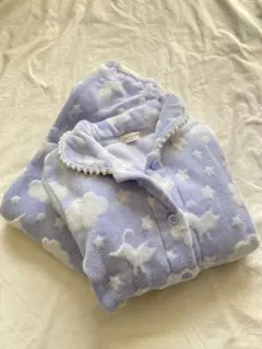 もこもこ/フリースパジャマ上下セット/黒猫/星/雲/140サイズ