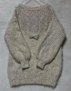 リズリサベージュバルーンスリーブ ニットミニワンピース