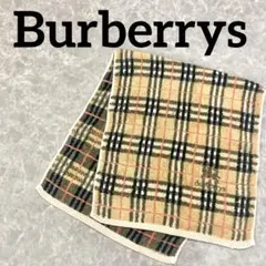 【Burberrys タオルハンカチ ノバチェック ロゴ刺繍 ベージュ】