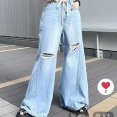 PAGEBOY ワイドパンツ ダメージジーンズ