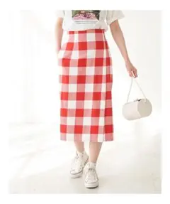 ロペピクニック　チェックスカート　タイトスカート　赤　ロペ