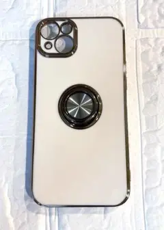 【最終値下げ❣️】iPhone14Plusケース リング付き(ホワイト×ゴールド)