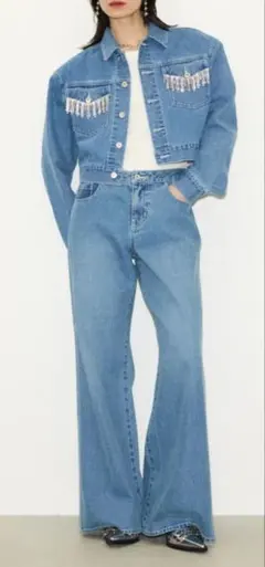 SLY　 ビーズ装飾デニムジャケット