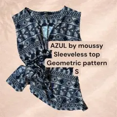 幾何学 ノースリーブ AZUL by moussy カットソー 紺 黒 落ち感