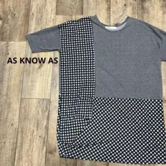 AS KNOW AS グレーと黒のチェック柄Tシャツ 24A562-1