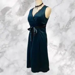 深緑 ベロア レース切替 ワンピース クラシック ゴシック ヴィンテージ