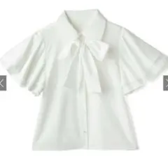 ボウタイ付きダブルフリルスリーブブラウス[pp074]