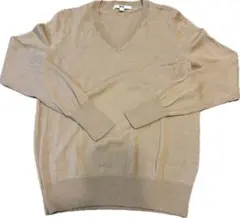 ★美品★ユニクロ　ベージュ Vネック ウールセーター M
