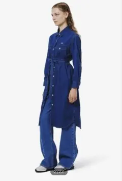 美品】ラコステ デニム シャツワンピース ロング丈 36サイズのサムネイル