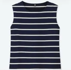 UNIQLOボーダーTノースリーブ＊ネイビー/ホワイトMサイズ